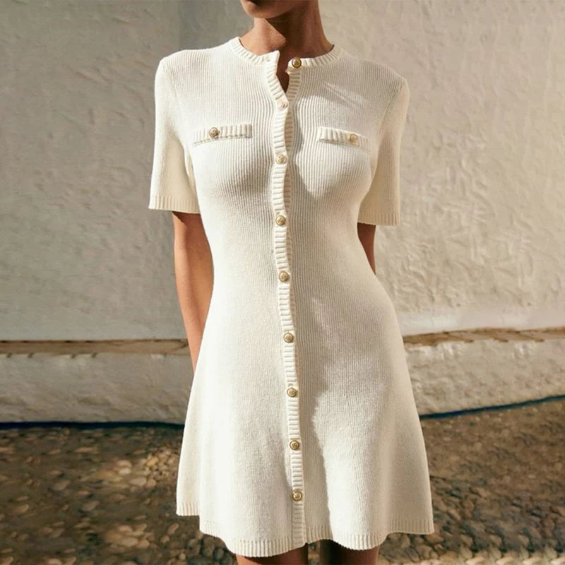 White Elegant Knitted Dress
