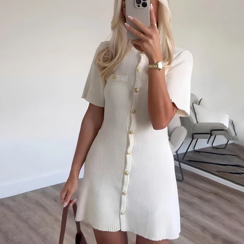 White Elegant Knitted Dress