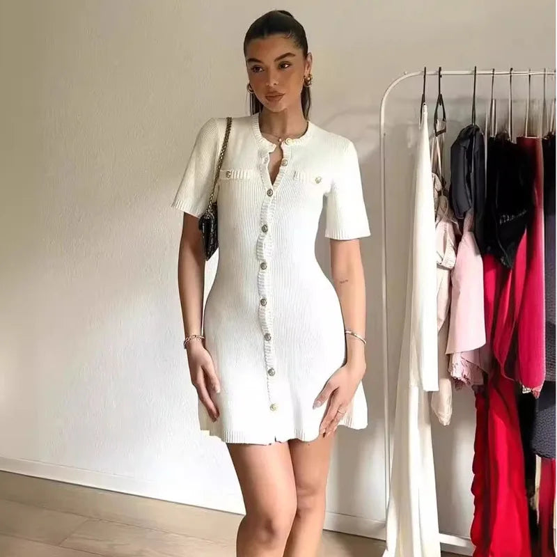 White Elegant Knitted Dress