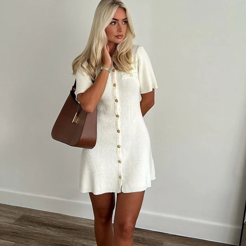White Elegant Knitted Dress
